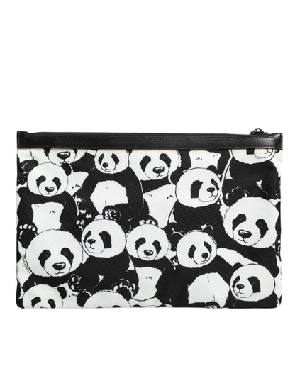 Pochette Dolce & Gabbana à motif panda noir et blanc