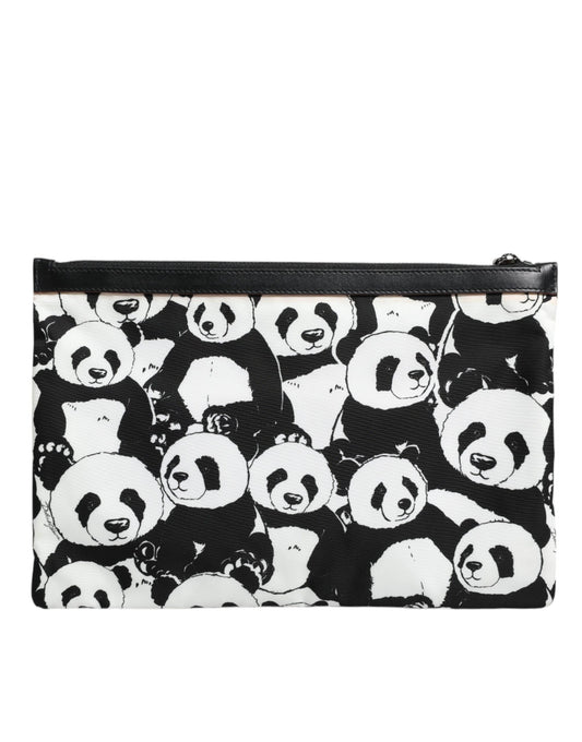 Pochette Dolce & Gabbana à motif panda noir et blanc