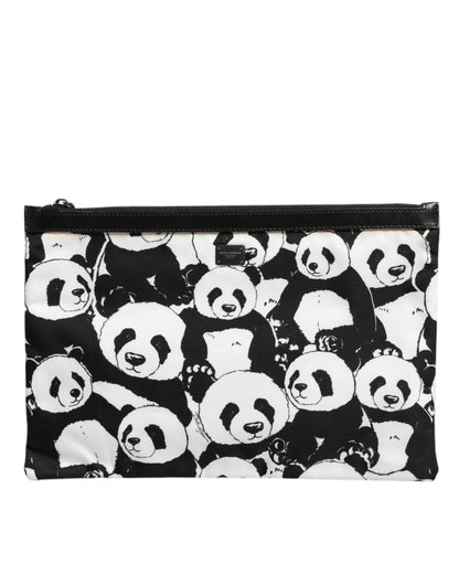 Pochette Dolce & Gabbana à motif panda noir et blanc
