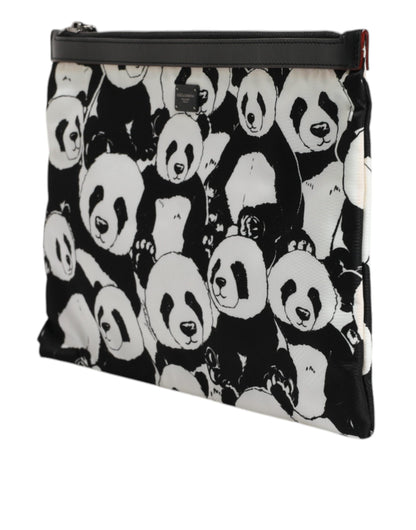 Pochette Dolce & Gabbana à motif panda noir et blanc