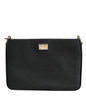 Pochette Dolce & Gabbana en cuir grainé noir avec plaque logo