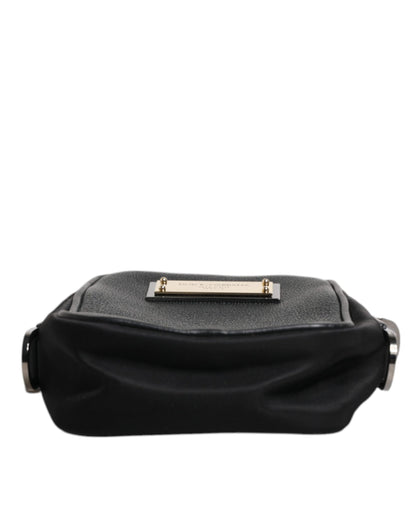 Pochette Dolce & Gabbana en cuir grainé noir avec plaque logo