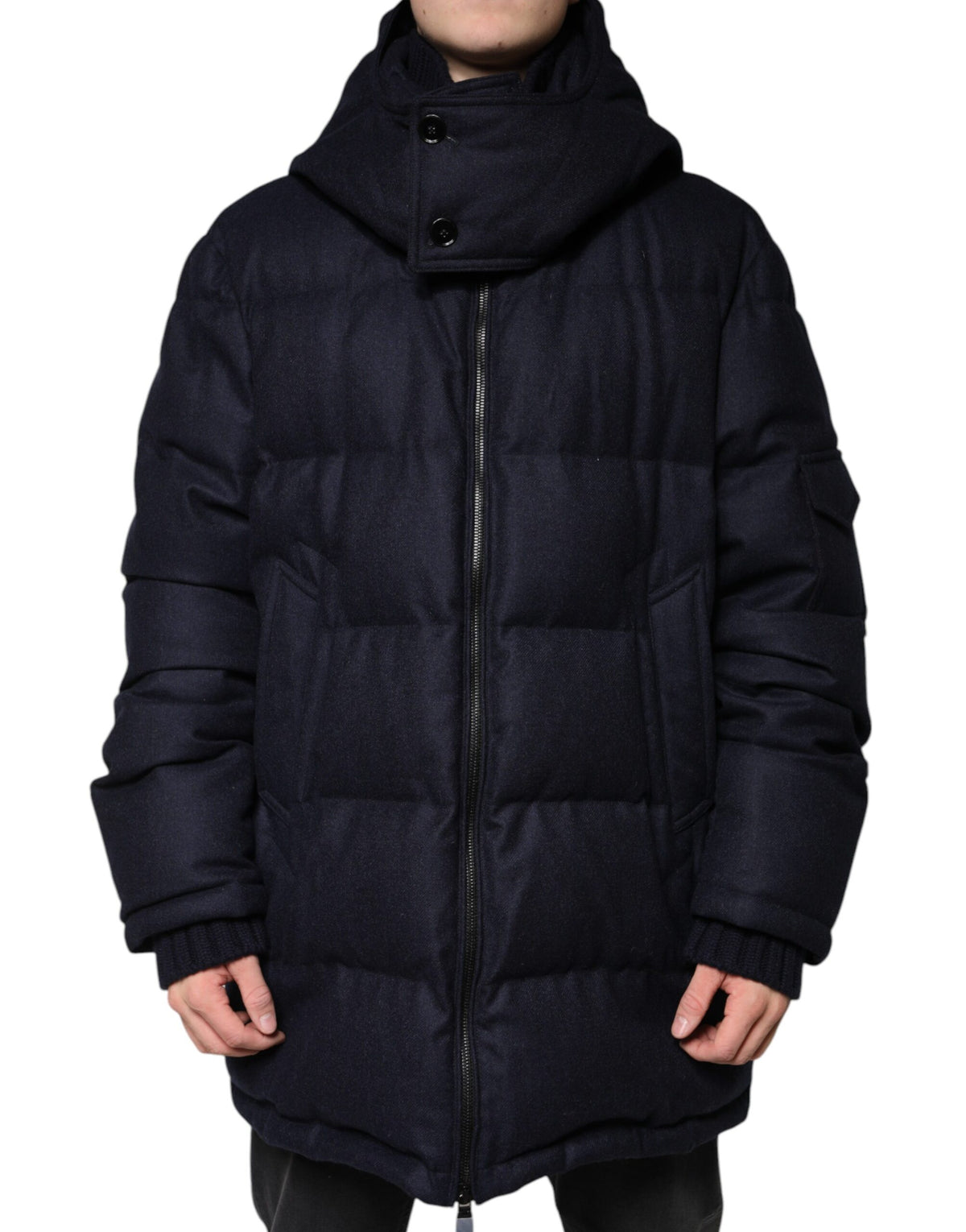 Veste Puffer Homme à Capuche en Nylon Noir Dolce & Gabbana