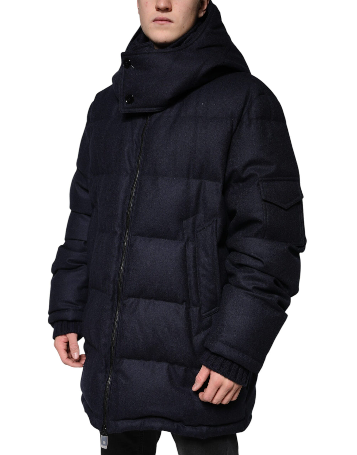 Veste Puffer Homme à Capuche en Nylon Noir Dolce & Gabbana