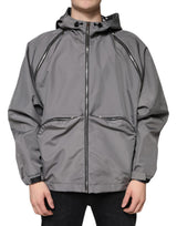 Veste à capuche zippée pour homme en polyester gris de Dolce & Gabbana