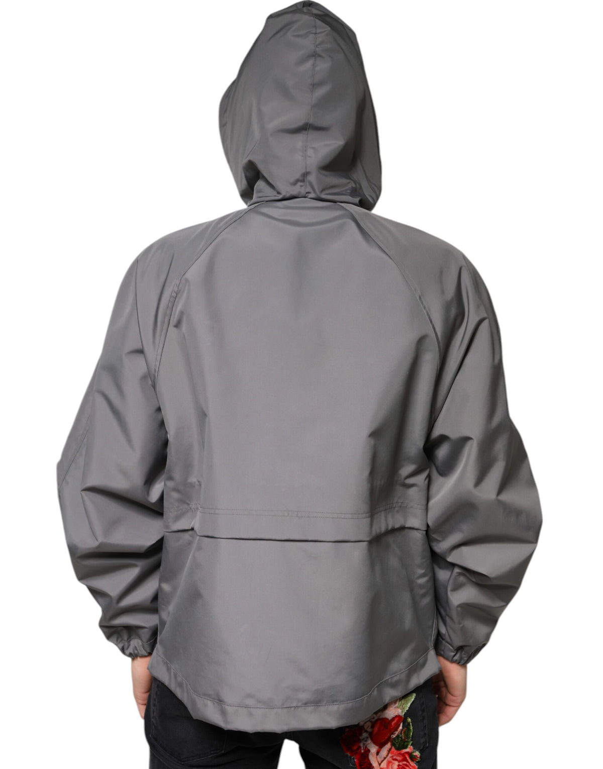 Veste à capuche zippée pour homme en polyester gris de Dolce & Gabbana