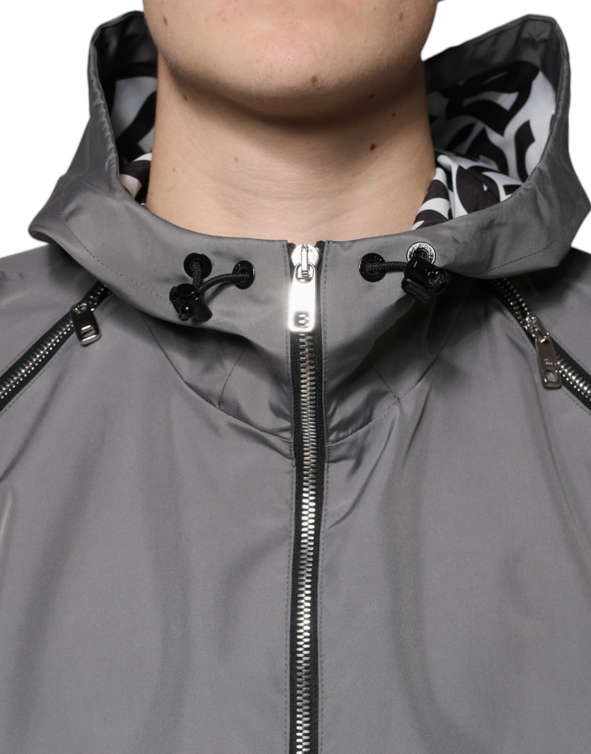 Veste à capuche zippée pour homme en polyester gris de Dolce & Gabbana