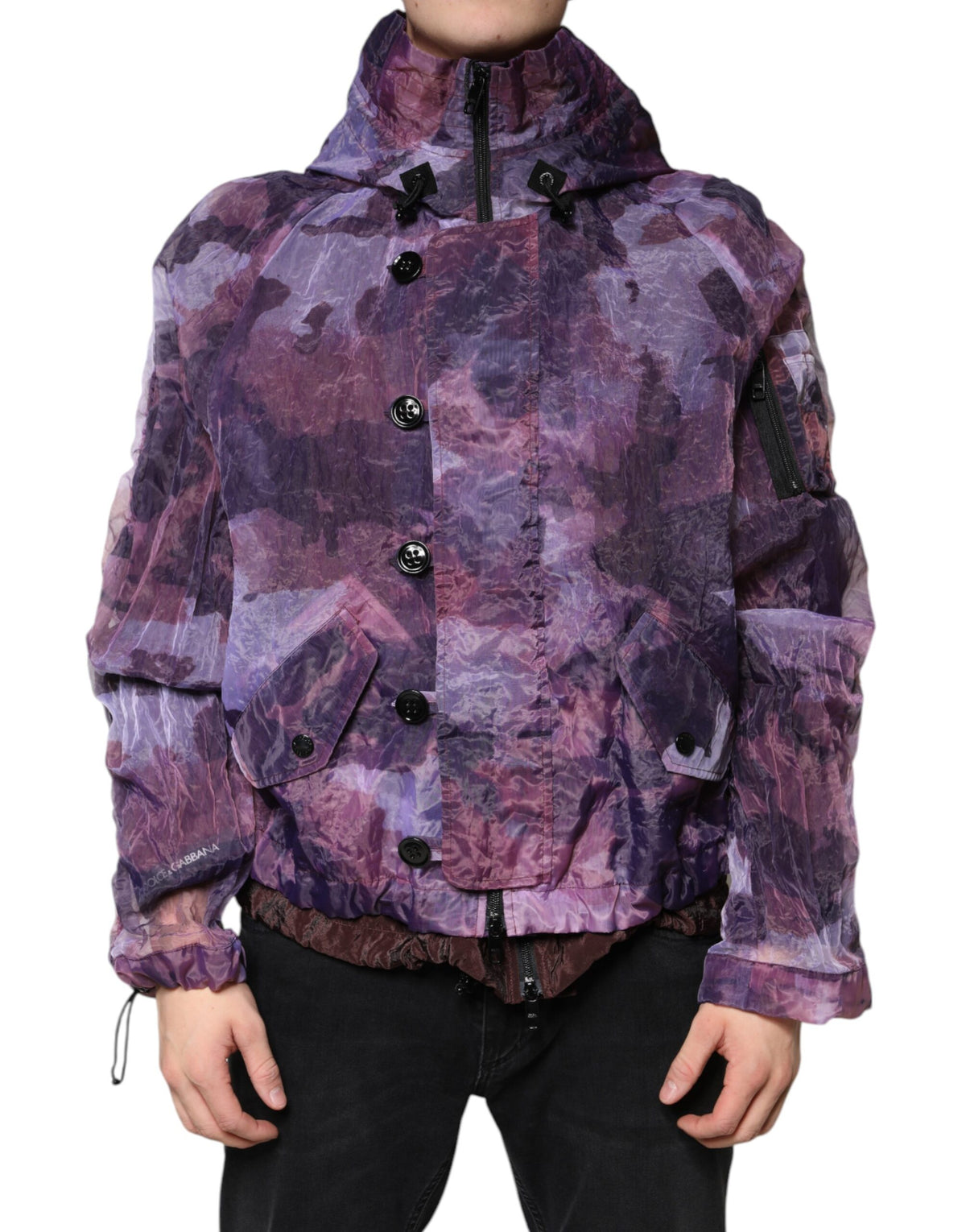 Blouson à capuche pour homme Dolce & Gabbana, camouflage violet.