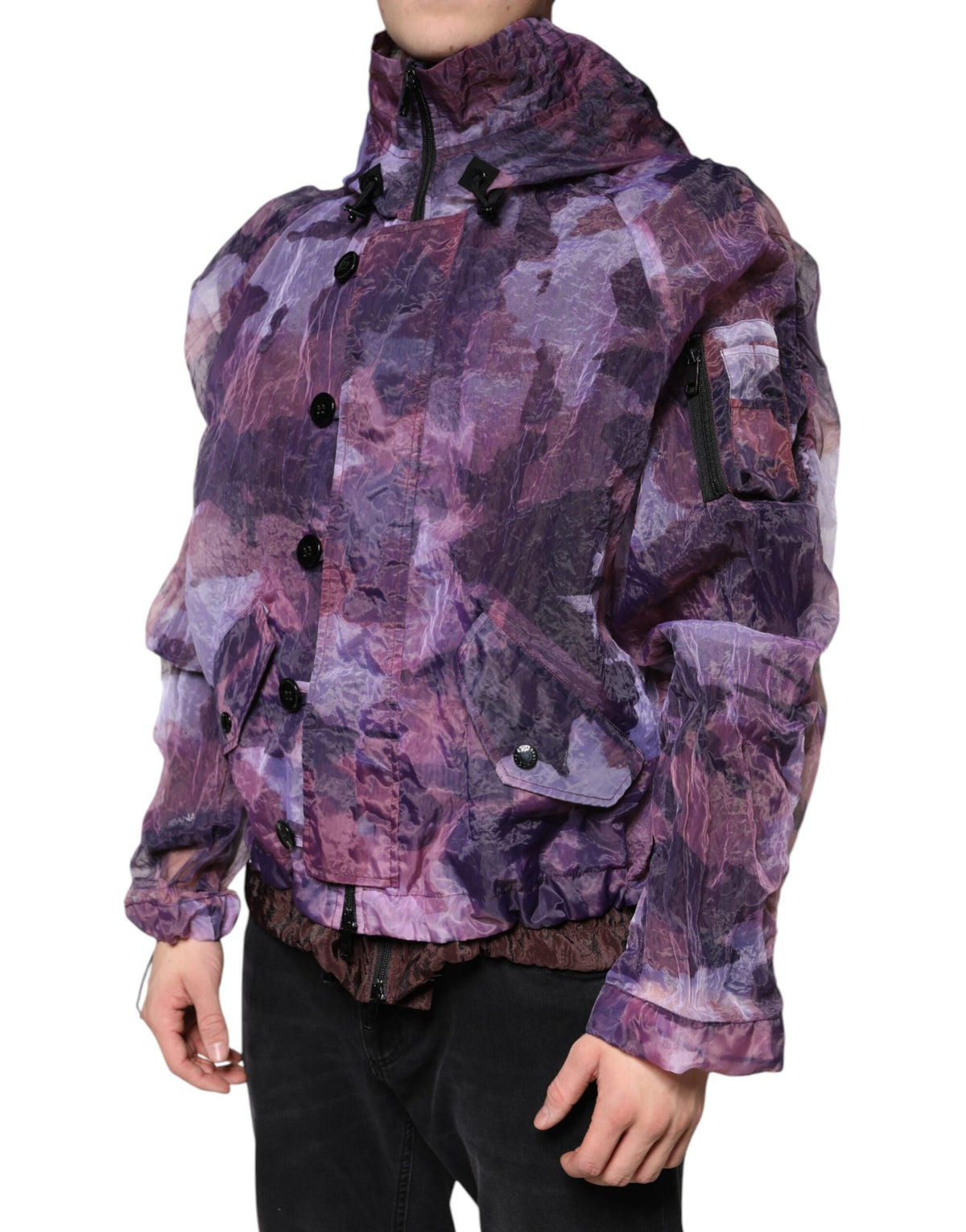 Blouson à capuche pour homme Dolce & Gabbana, camouflage violet.