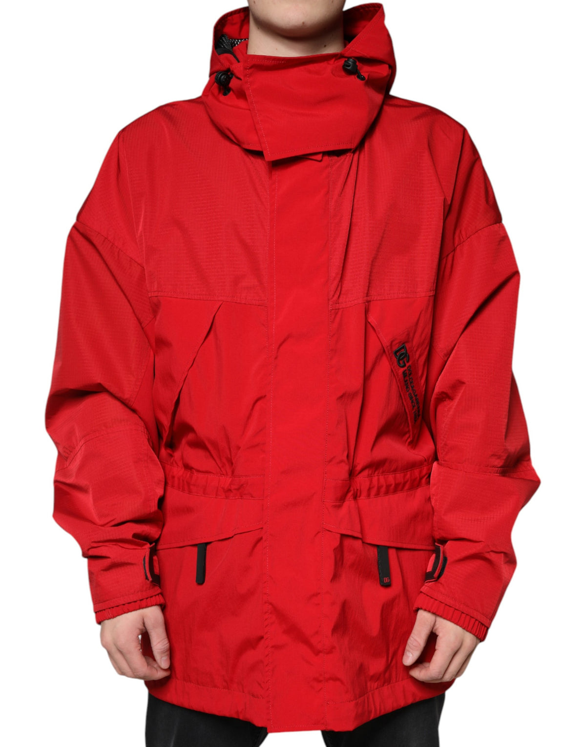 Parka à capuche zippée en nylon rouge pour homme de Dolce & Gabbana