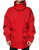 Parka à capuche zippée en nylon rouge pour homme de Dolce & Gabbana