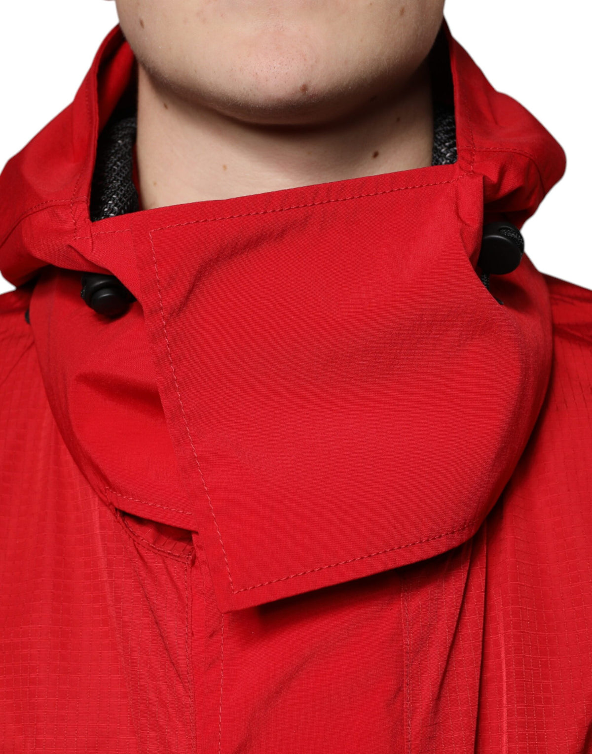 Parka à capuche zippée en nylon rouge pour homme de Dolce & Gabbana