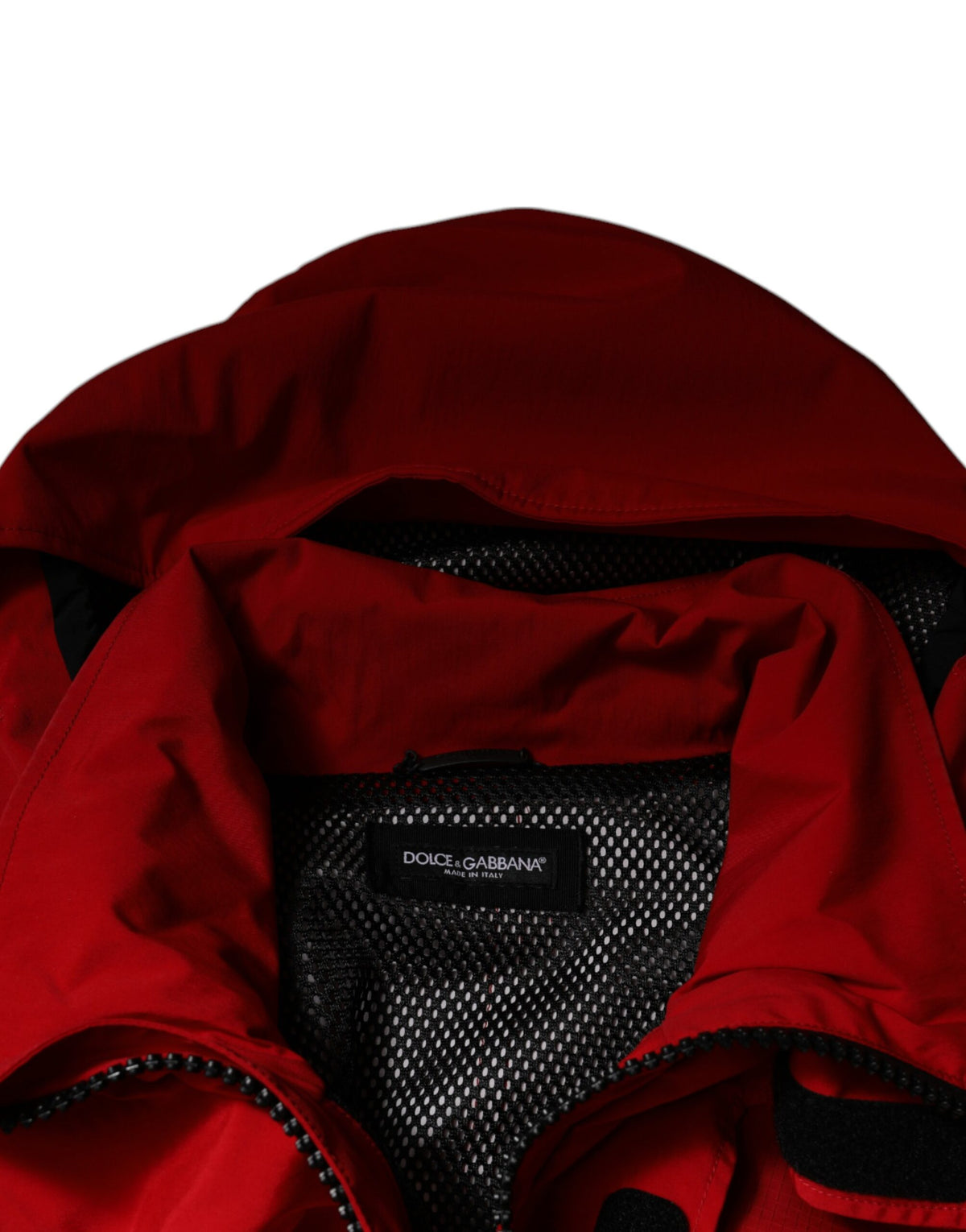 Parka à capuche zippée en nylon rouge pour homme de Dolce & Gabbana