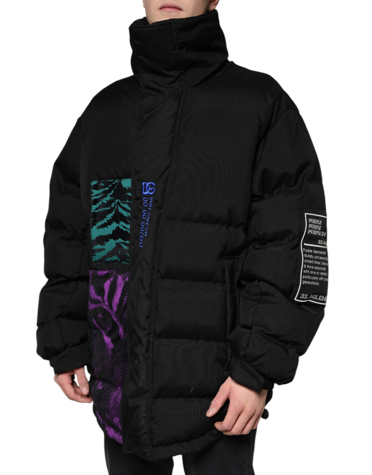 Veste zippée en nylon noir matelassée pour homme Dolce & Gabbana