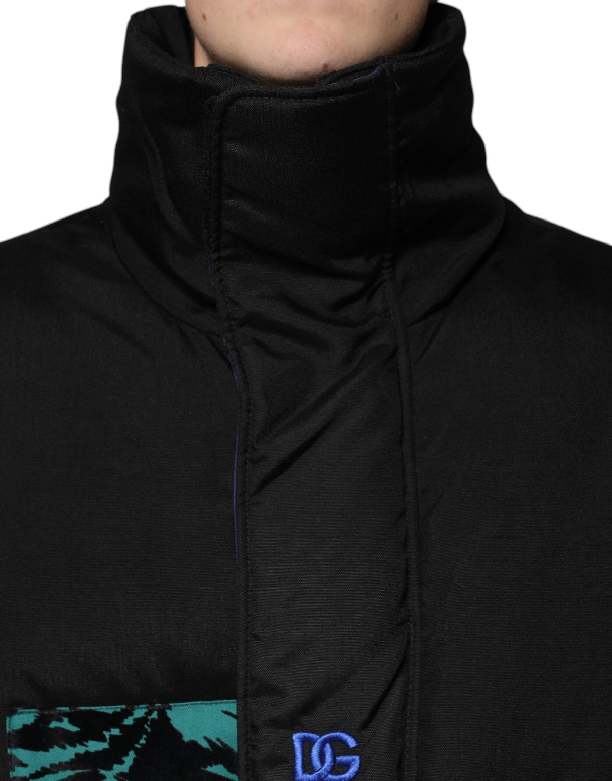 Veste zippée en nylon noir matelassée pour homme Dolce & Gabbana
