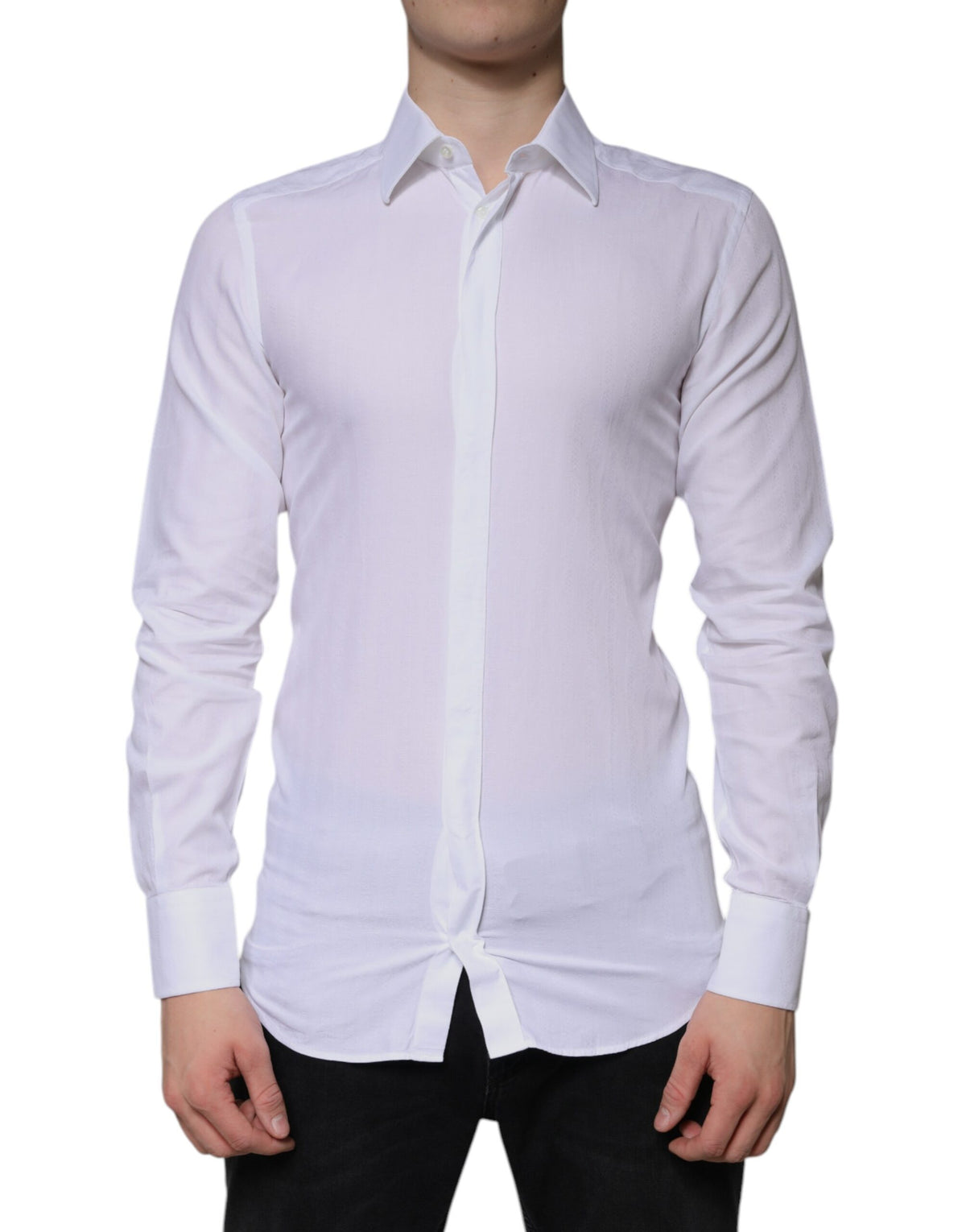 Chemise habillée homme en coton blanc, marque Dolce &amp; Gabbana, couleur or.