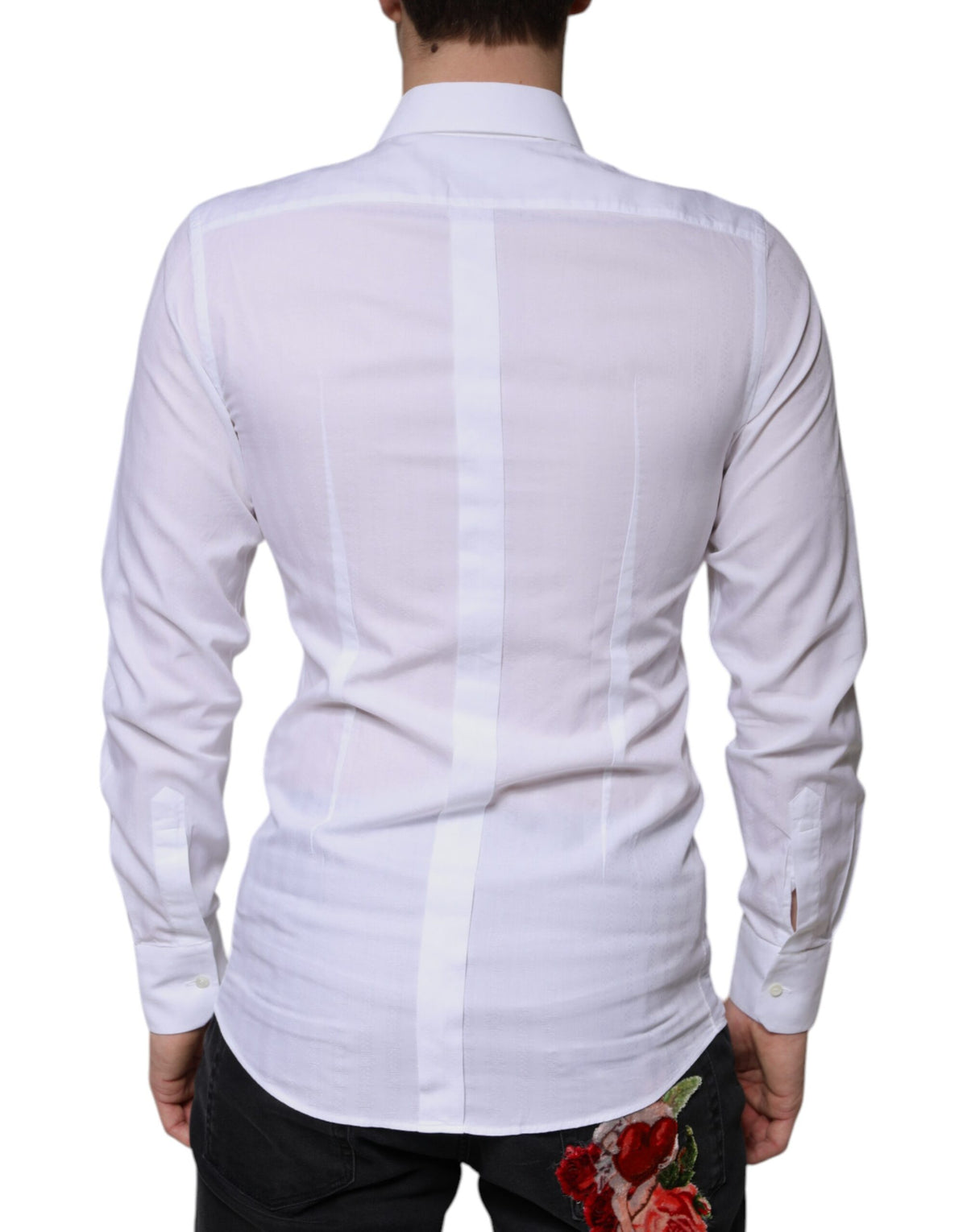 Chemise habillée homme en coton blanc, marque Dolce &amp; Gabbana, couleur or.