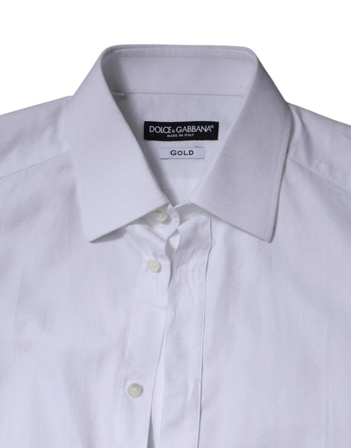 Chemise habillée homme en coton blanc, marque Dolce &amp; Gabbana, couleur or.