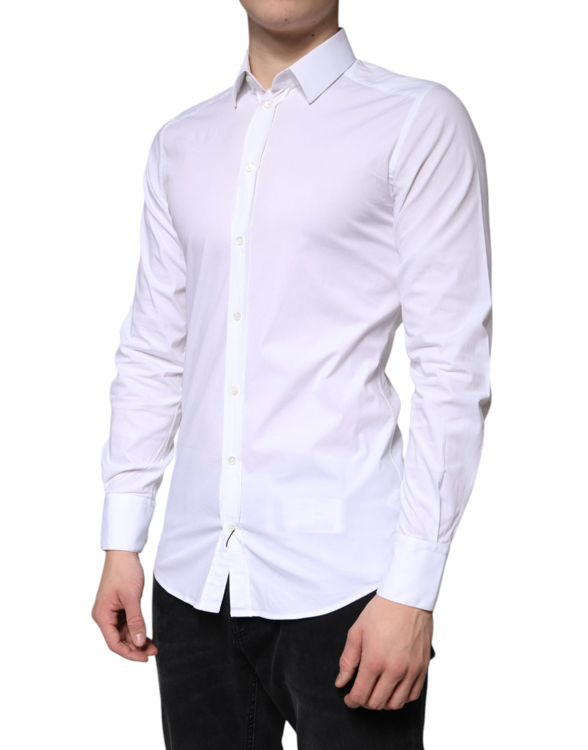 Chemise habillée homme en coton blanc, marque Dolce &amp; Gabbana, couleur or.