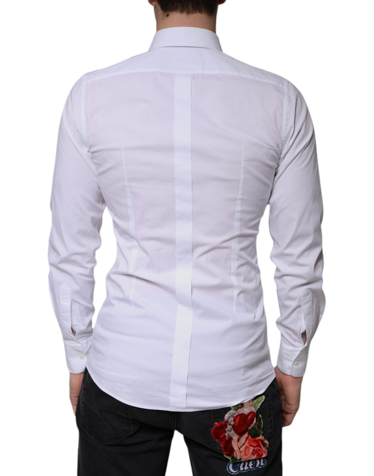 Chemise habillée homme en coton blanc, marque Dolce &amp; Gabbana, couleur or.