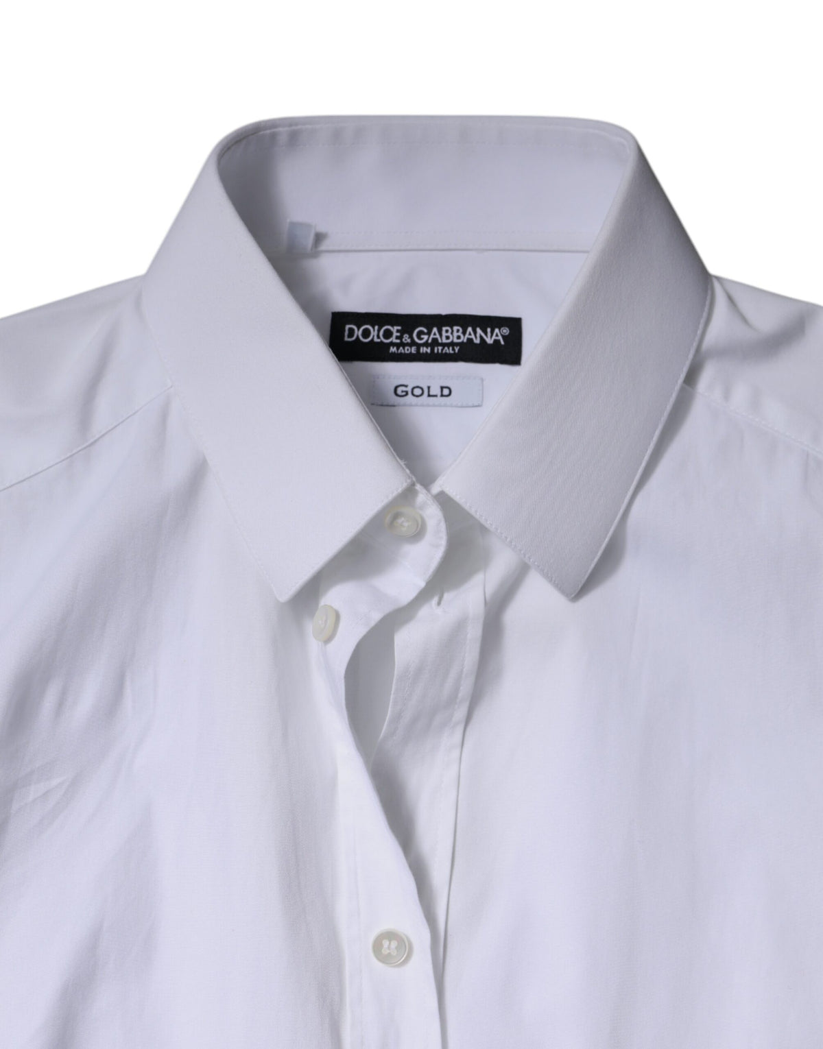 Chemise habillée homme en coton blanc, marque Dolce &amp; Gabbana, couleur or.