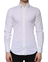 Chemise habillée homme en coton blanc, marque Dolce &amp; Gabbana, couleur or.