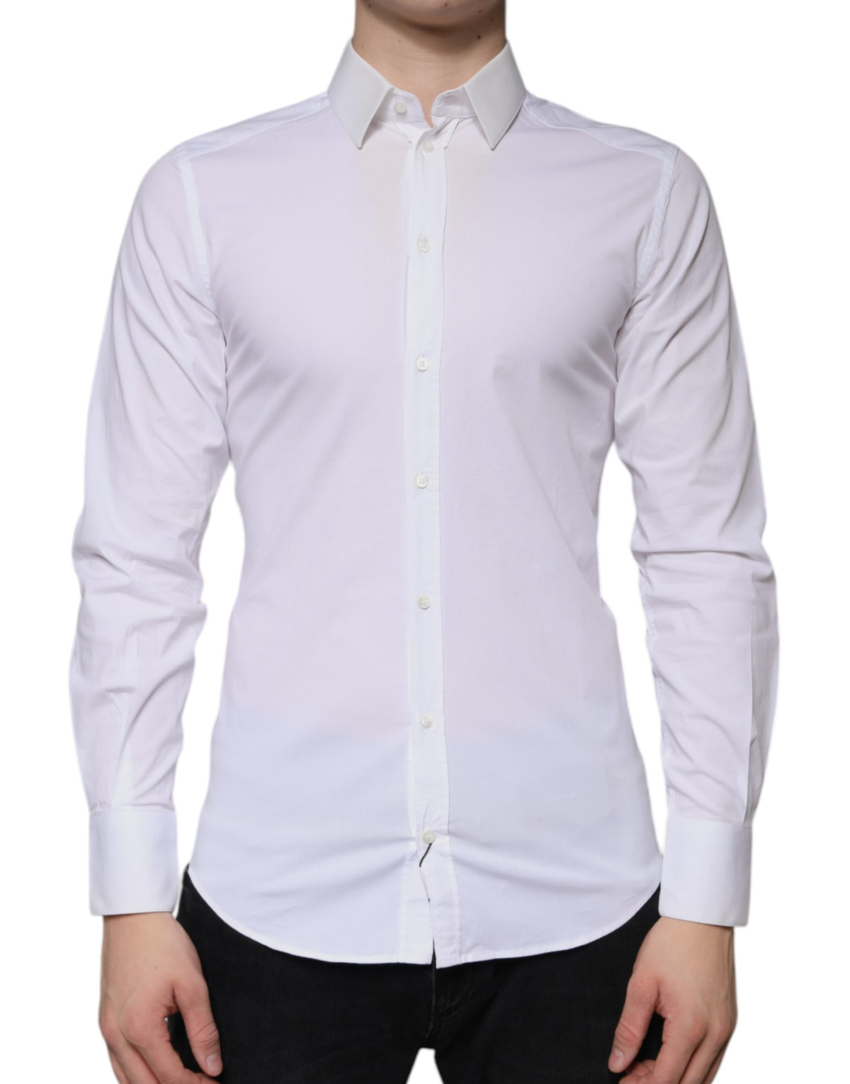 Chemise habillée homme en coton blanc, marque Dolce &amp; Gabbana, couleur or.