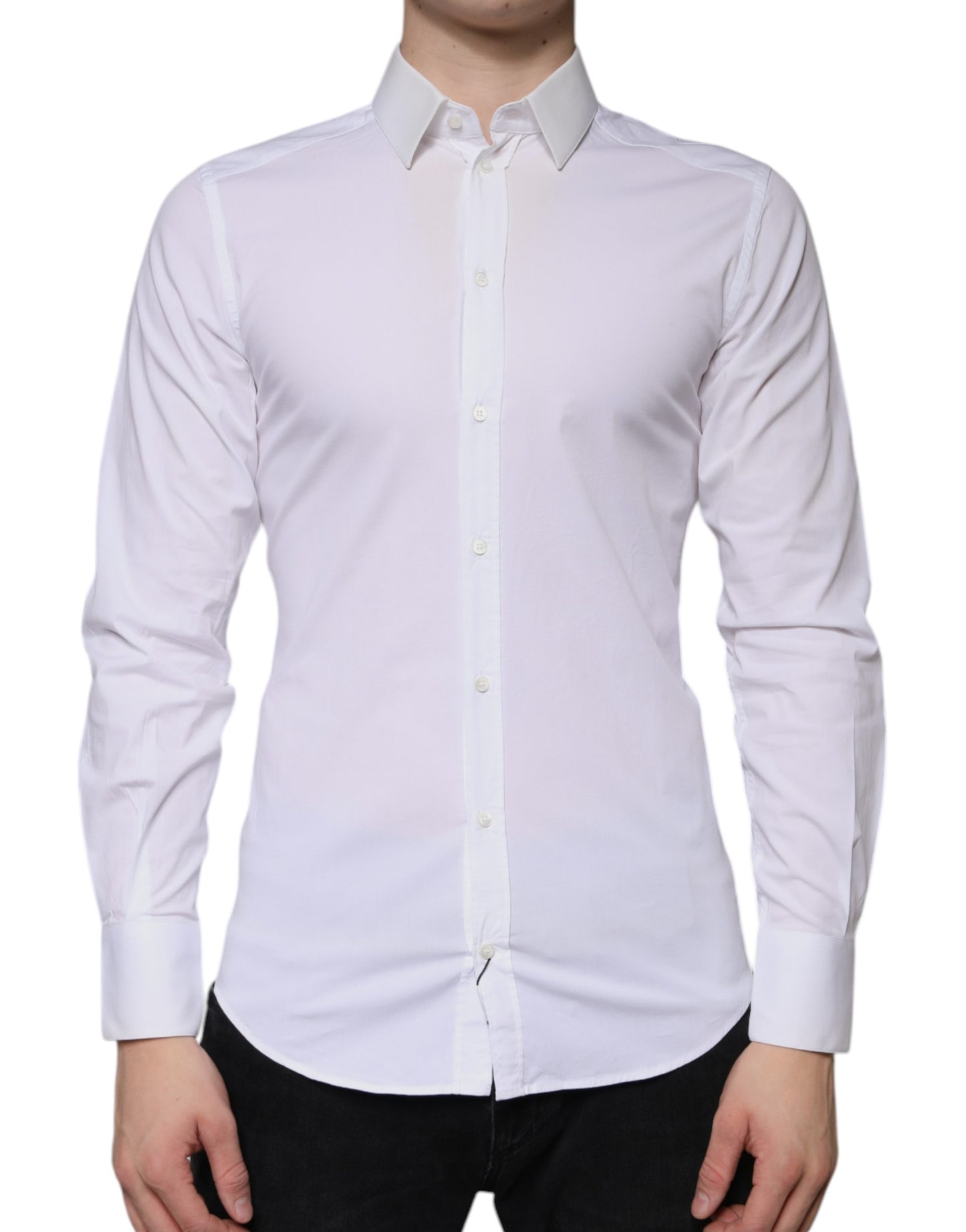 Chemise habillée homme en coton blanc, marque Dolce &amp; Gabbana, couleur or.