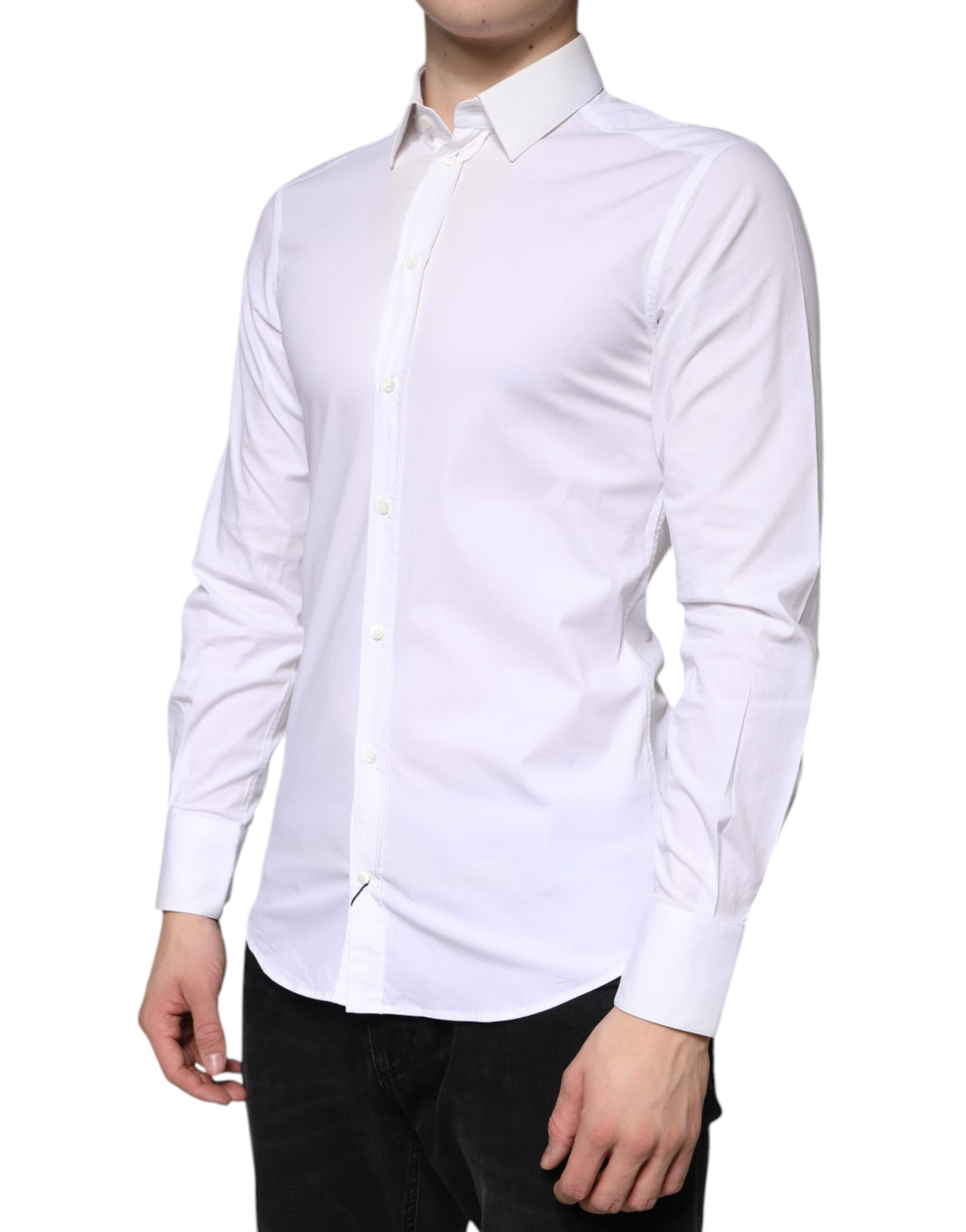 Chemise habillée homme en coton blanc, marque Dolce &amp; Gabbana, couleur or.
