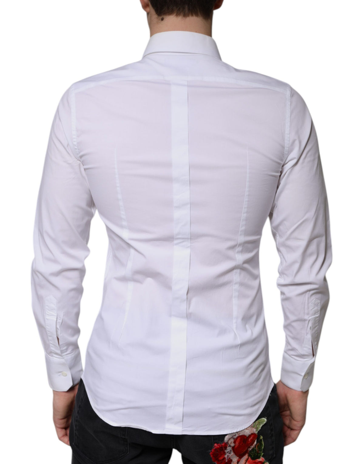Chemise habillée homme en coton blanc, marque Dolce &amp; Gabbana, couleur or.