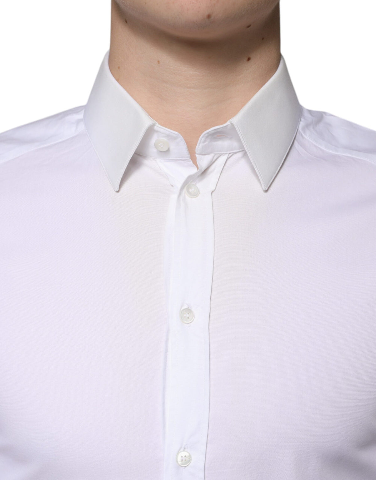 Chemise habillée homme en coton blanc, marque Dolce &amp; Gabbana, couleur or.
