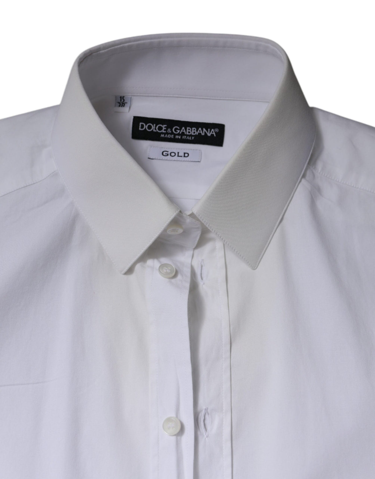 Chemise habillée homme en coton blanc, marque Dolce &amp; Gabbana, couleur or.