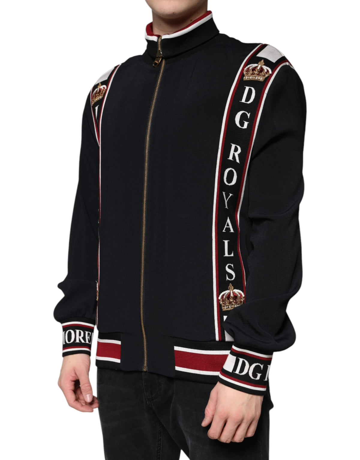 Sweat à capuche zippé noir DG King de Dolce &amp; Gabbana