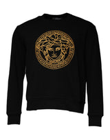 Pull en jersey à col rond brodé de la Méduse noire de Versace