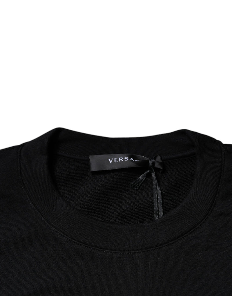 Pull en jersey à col rond brodé de la Méduse noire de Versace