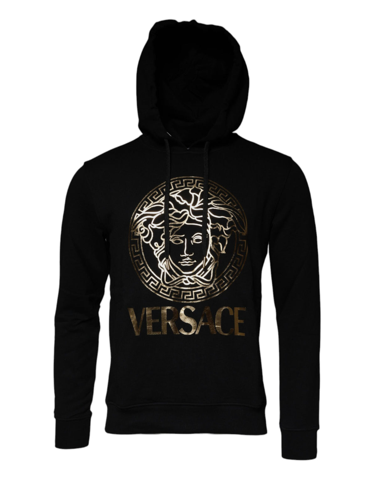 Sweat à capuche en coton noir avec tête de Méduse de Versace