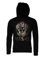 Sweat à capuche en coton noir avec tête de Méduse de Versace