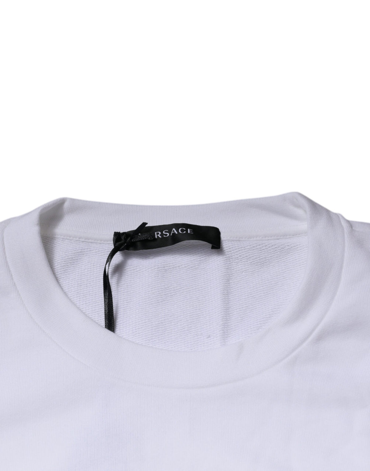 Pull en jersey à col rond brodé de la Méduse blanche de Versace