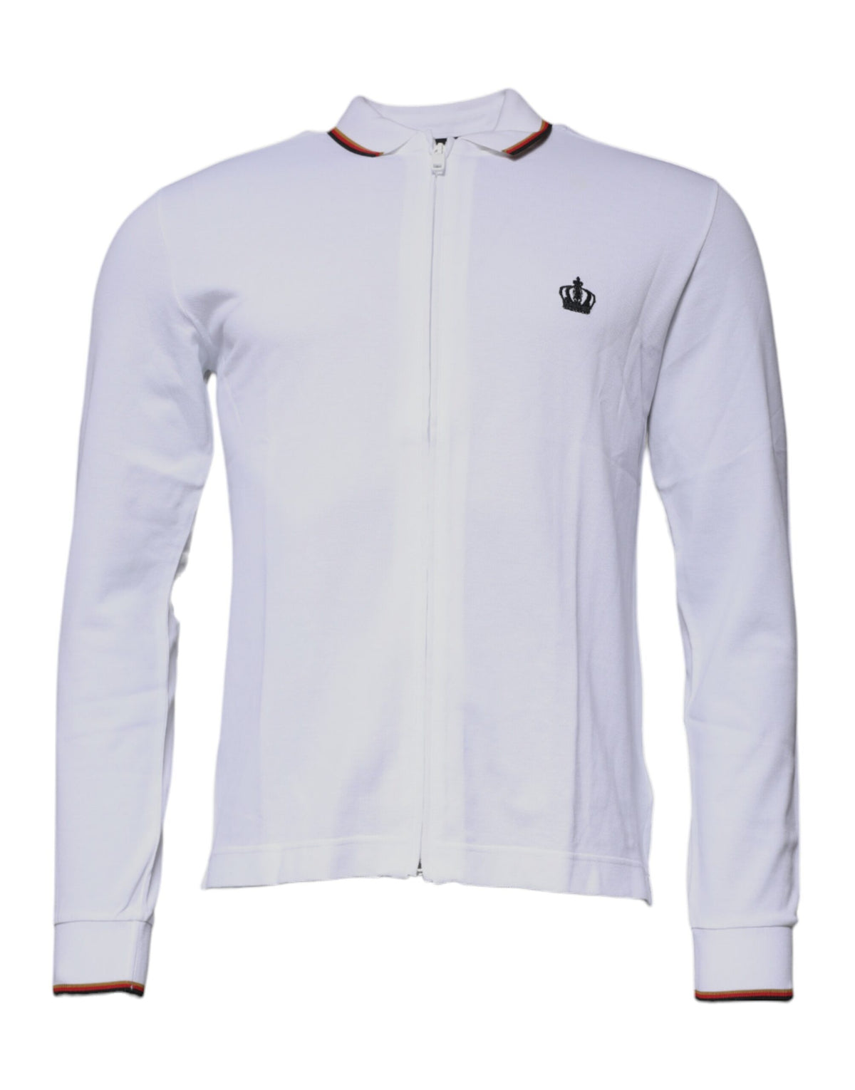 Pull-over à capuche zippé blanc avec couronne pour homme de Dolce &amp; Gabbana