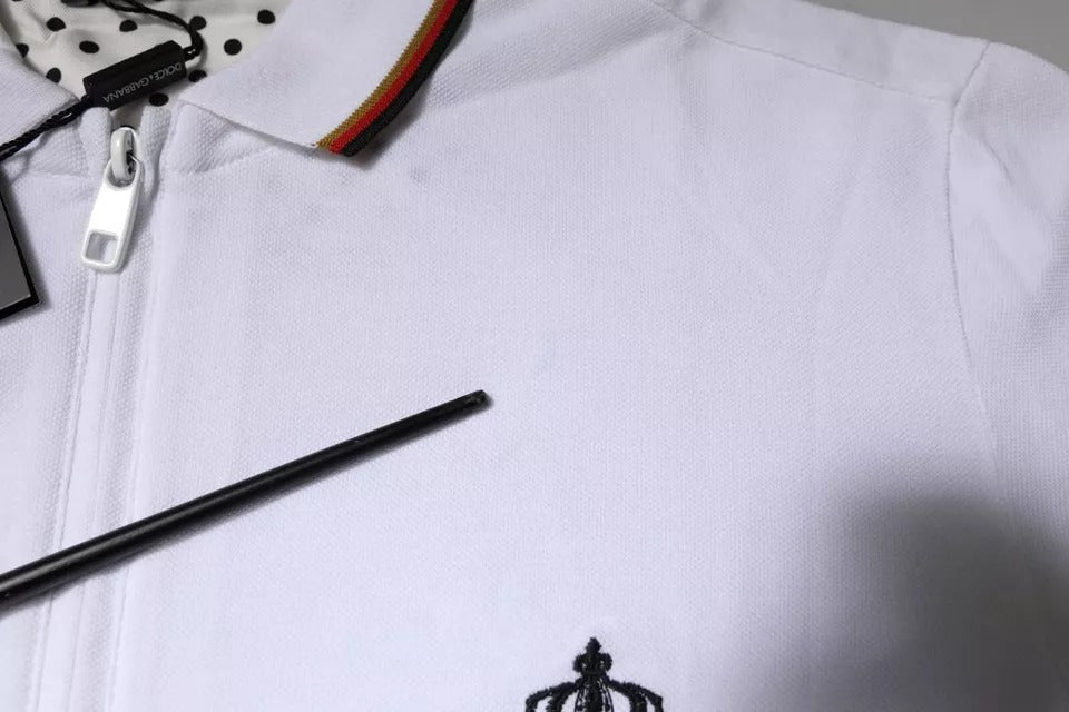 Pull-over à capuche zippé blanc avec couronne pour homme de Dolce &amp; Gabbana