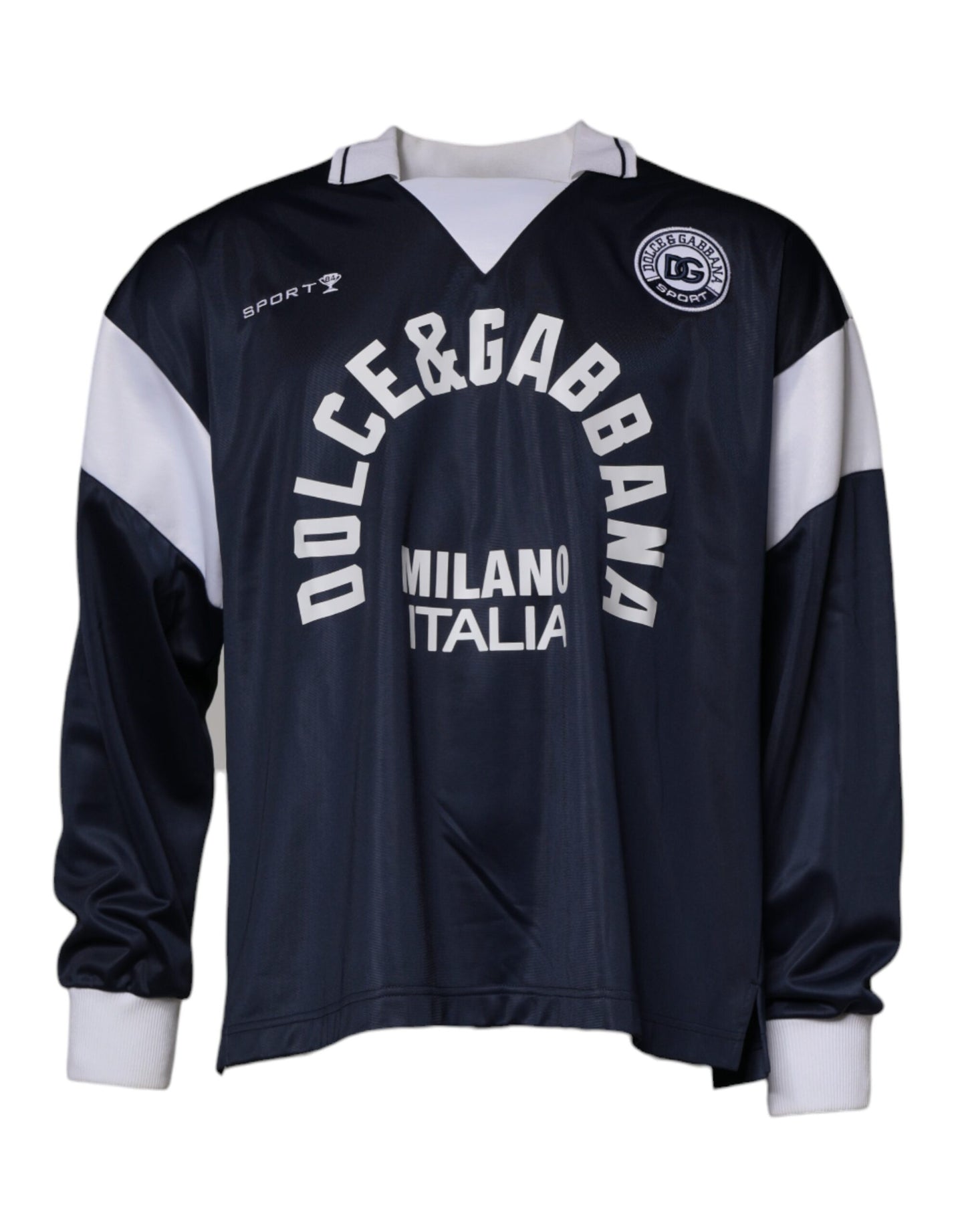 Dolce &amp; Gabbana Blauwe Jersey Trui met Logo en Kraag