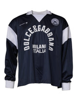 Pull en jersey à col jersey bleu avec logo Dolce &amp; Gabbana
