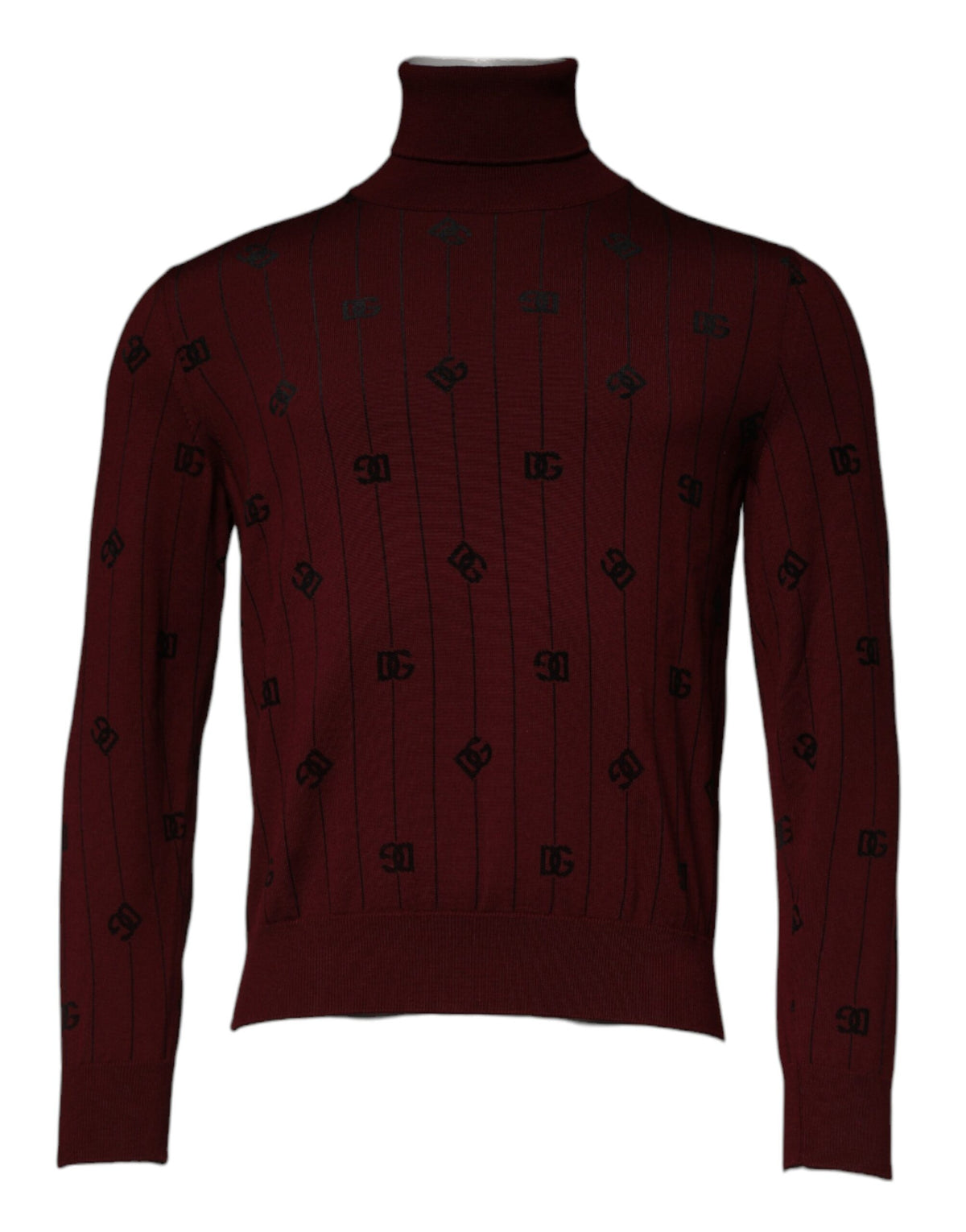 Pull col montant en jersey bordeaux à monogramme Dolce &amp; Gabbana