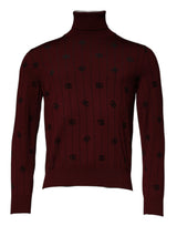 Pull col montant en jersey bordeaux à monogramme Dolce &amp; Gabbana