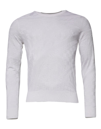 Dolce &amp; Gabbana witte zijden crewneck herenpullover