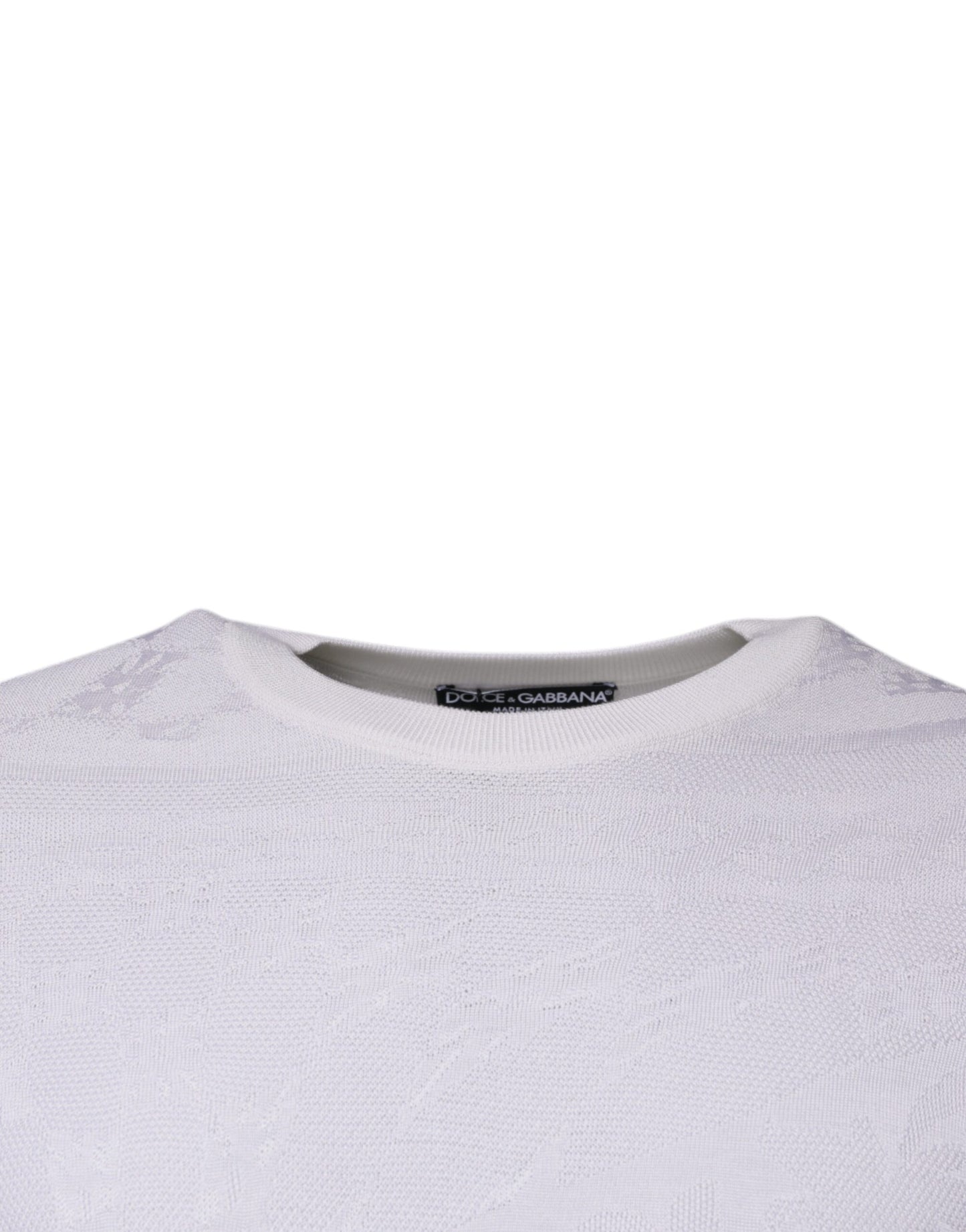 Pull en soie blanche à col rond pour homme de Dolce & Gabbana