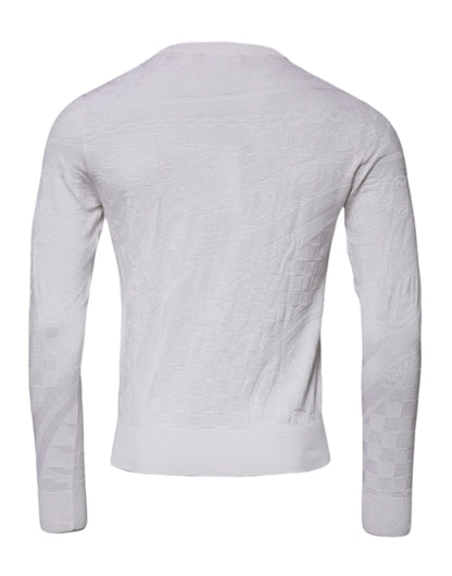 Pull en soie blanche à col rond pour homme de Dolce & Gabbana