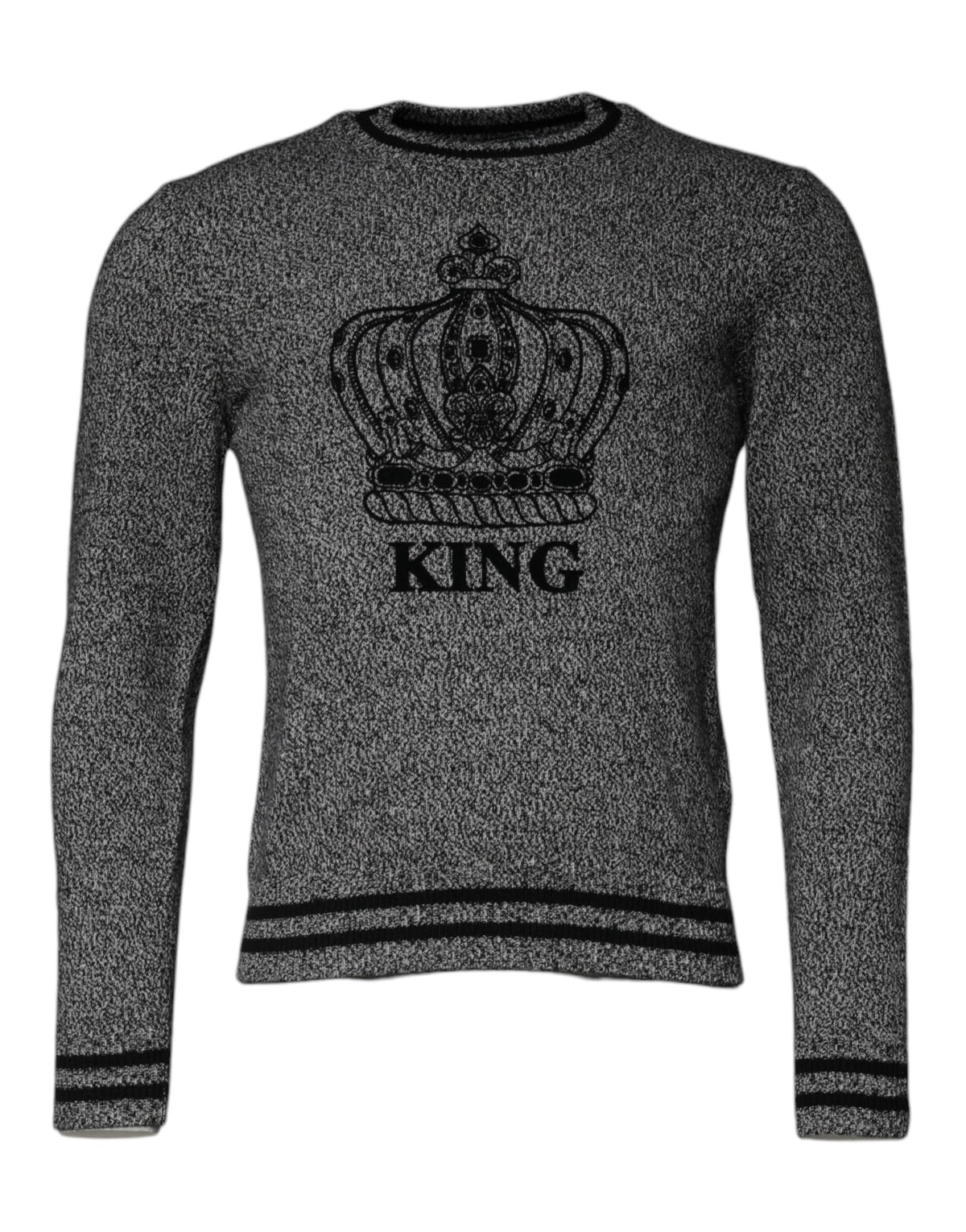 Pull en cachemire gris à motif tête de roi de Dolce &amp; Gabbana