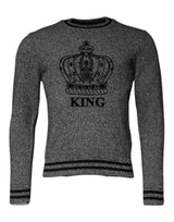 Pull en cachemire gris à motif tête de roi de Dolce &amp; Gabbana
