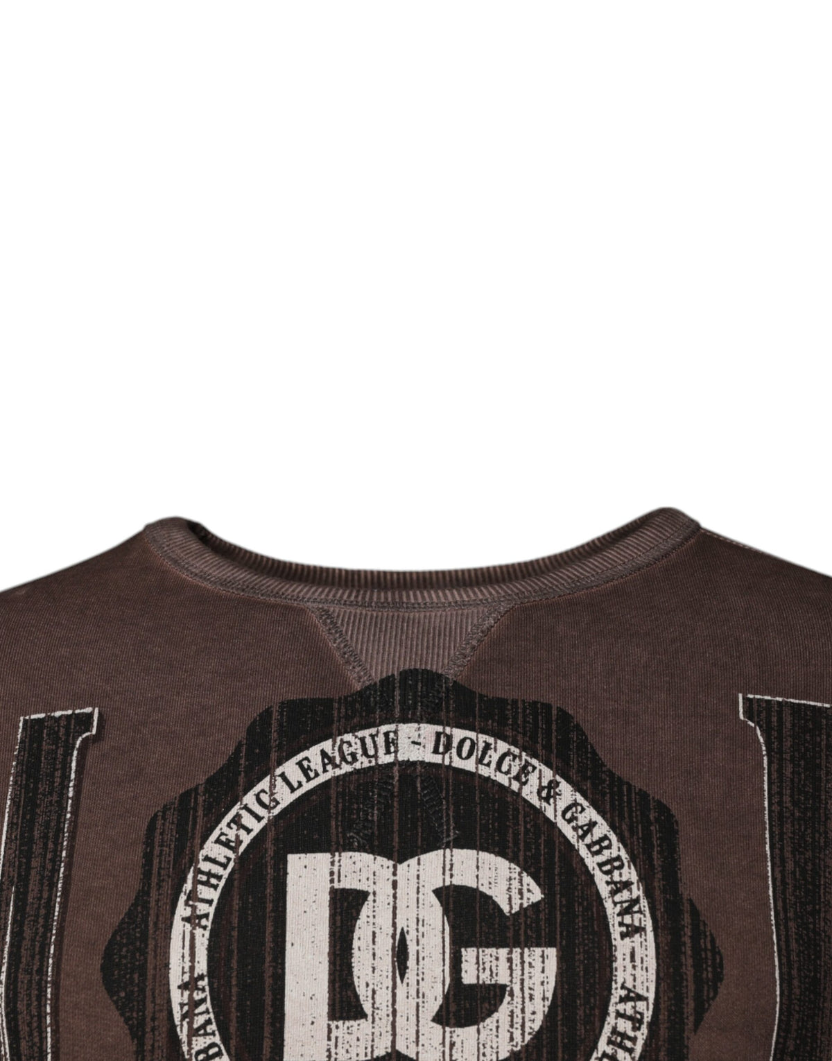 Pull en jersey à col rond avec logo imprimé brun de Dolce &amp; Gabbana
